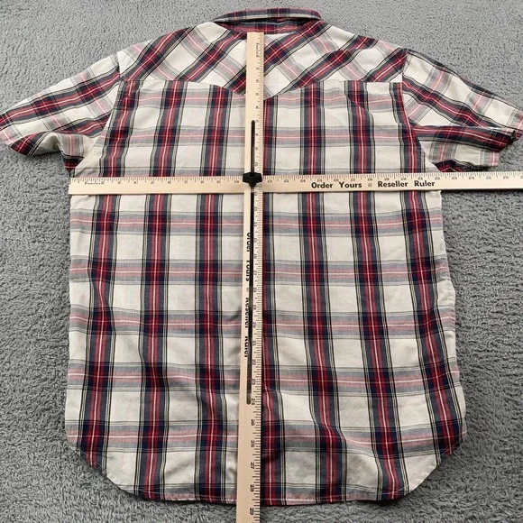 Levis Shirt Mens Extra Large Red Blue Plaid Western Pearl Snap Short Sleeve - Picture 4 of 11